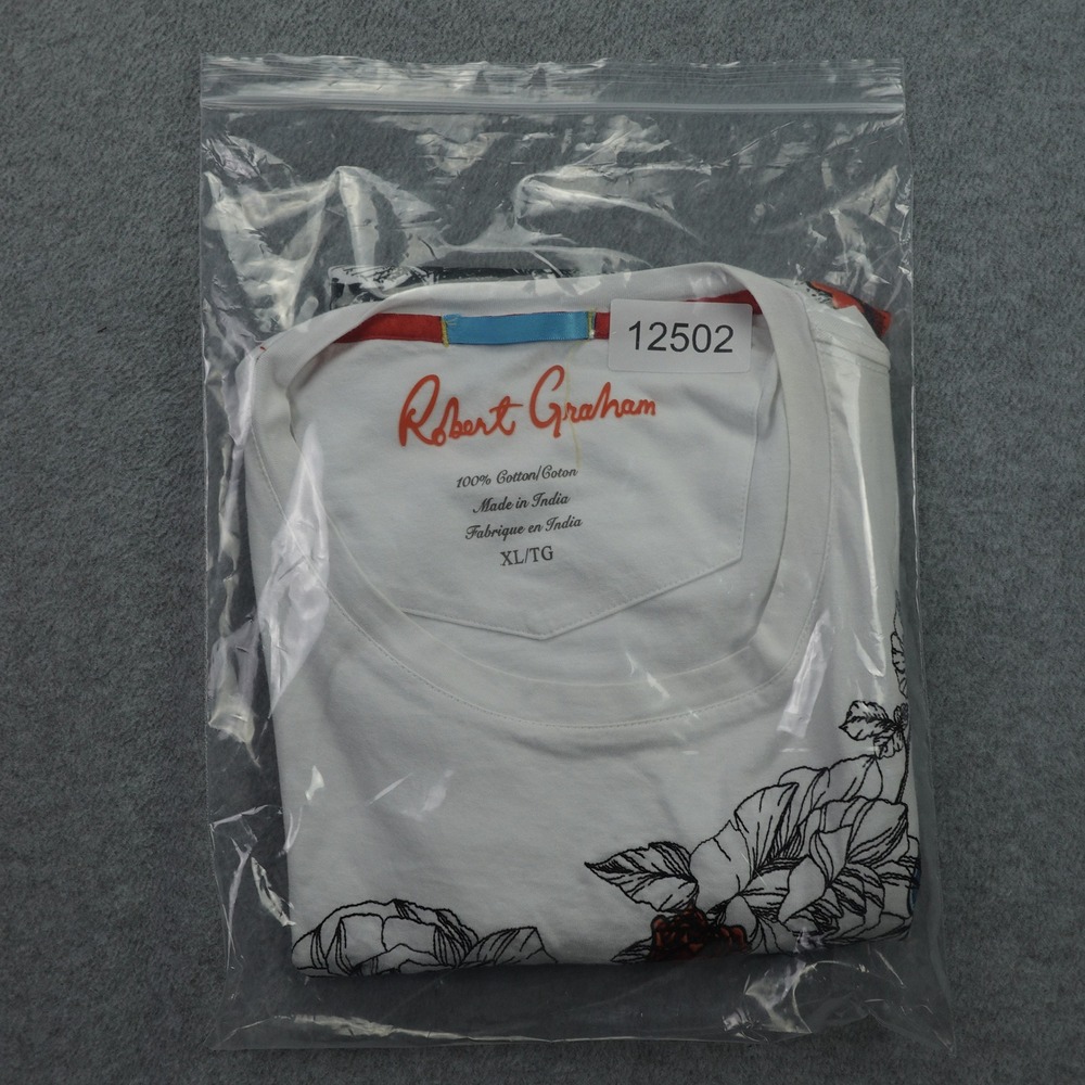 Robert Graham Shirt Mens XL White Gothic Graphic Skull Crow Roses Tee - Picture 14 of 14